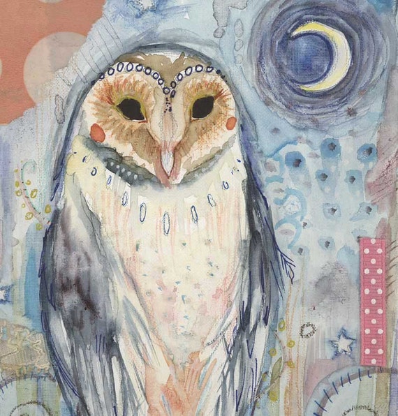 Owl Magic Art Print From An Original Barn Owl Totem Painting Etsy