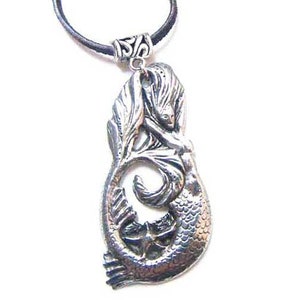 Mermaid pendant necklace pewter mermaid hand crafted original mermaid jewelry