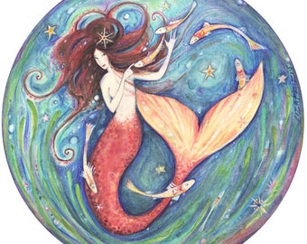 Sirenita fantasía arte impresión original sirena imagen