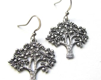 Baum des Lebens detailliert wunderschön Baum Ohrringe Silber Ton Baum Charme für Natur-Liebhaber Wald Schmuck für die Ohren