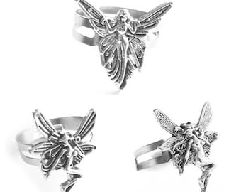 Fairy ring adjustable size fairy ring art nouveau jewelry ring silver tone fairy gift