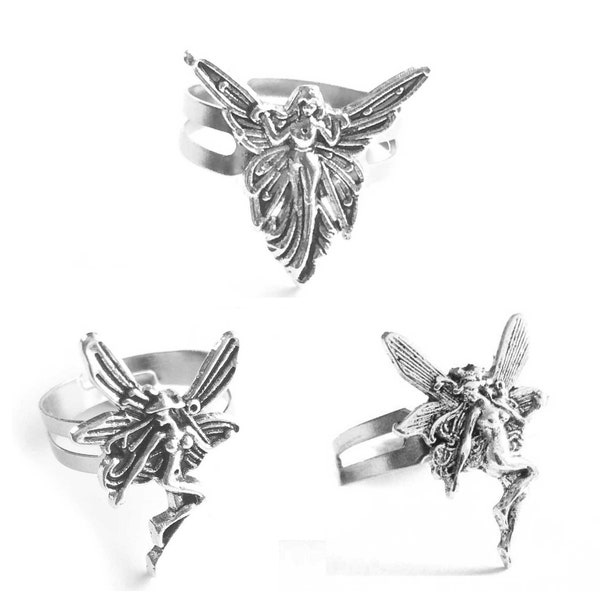 Fairy ring adjustable size fairy ring art nouveau jewelry ring silver tone fairy gift
