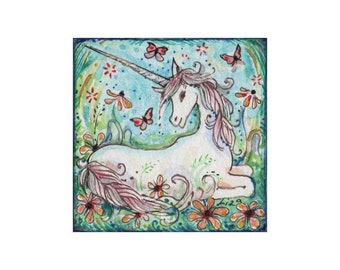 Little Unicorn art print unicorn picture fantasy kids room unicorn art FREE SHIPPING in USA