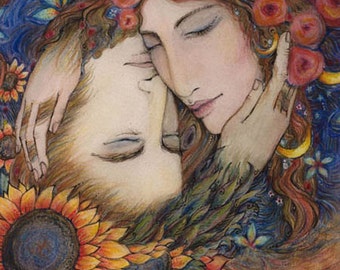 The Sun and The Moon Romantic Art print of Lovers.