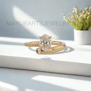 3CT Oval Moissanite Engagement Ring, 18k Gold Thick Wide Band Ring, Solitaire Moissanite Ring, Wedding Gift For Women, Diamond Gift Ring