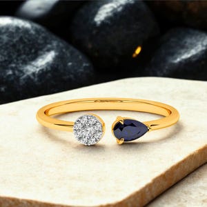 Toi Et Moi Emreald Cut Moissanite Engagement Ring, Promise Ring, Two-Stone Birthstone Statement Ring Gift, Solid Gold Ring Pear Cut Ring