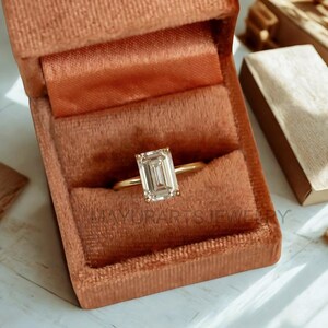 Emerald Cut Moissanite Engagement Ring: Solid Gold Wedding Promise