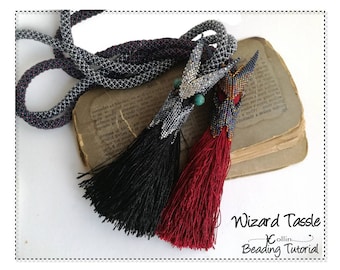 Motif de perles pendentif géométrique Peyote Stitch Wizard et pompon (Modèle PDF)