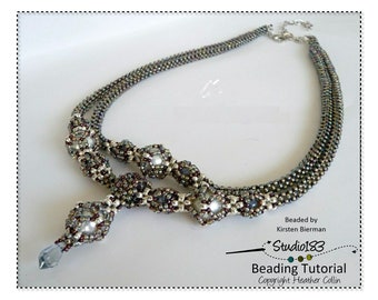 CRAW Beading Patterns, Cubic RAW Necklace Pattern, Beading Tutorials,  BELLISIMO