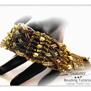 Plaited Herringbone Layered Cuff Beading Pattern, Beading Tutorial - CROSSING OVER