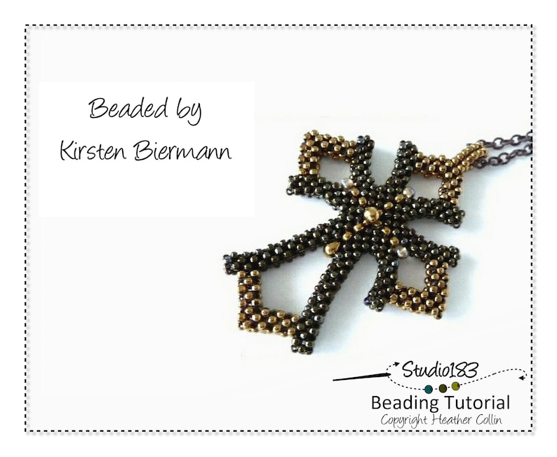 Dainty Cross Beading Pattern, Cubic RAW, Small Cross Pattern, Beading Tutorial, CATHERINE'S CROSS image 6