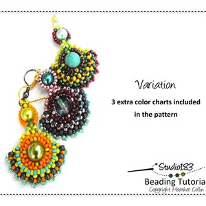 Beading Tutorial for Fan Shaped Earrings, Beading Patterns, Right Angle Weave, Beaded Earring Pattern BARIDI TWIST image 4