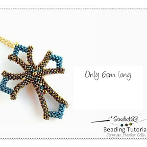 Dainty Cross Beading Pattern, Cubic RAW, Small Cross Pattern, Beading Tutorial, CATHERINE'S CROSS image 1