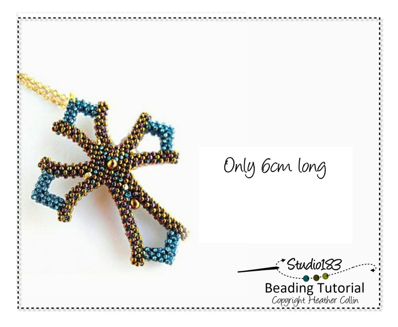 Dainty Cross Beading Pattern, Cubic RAW, Small Cross Pattern, Beading Tutorial, CATHERINE'S CROSS image 1