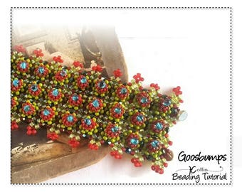 Pondo Stitch, Beaded Cuff Beading Pattern, Beading Tutorial, GOOSEBUMPS