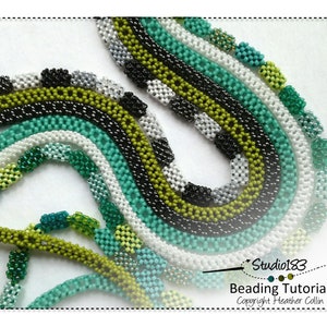 Beaded Continuous Loops, 4 Interesting CRAW Variations for Beaded Ropes, Easy Beaded Rope Patterns, Beading Tutorial CHAIN of EVENTS image 3