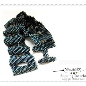 Wide undulating Peyote Stitch Rippled Cuff Beading Pattern, Beaded Toggle Closure Cuff Beading Tutorial - ARMADILLO