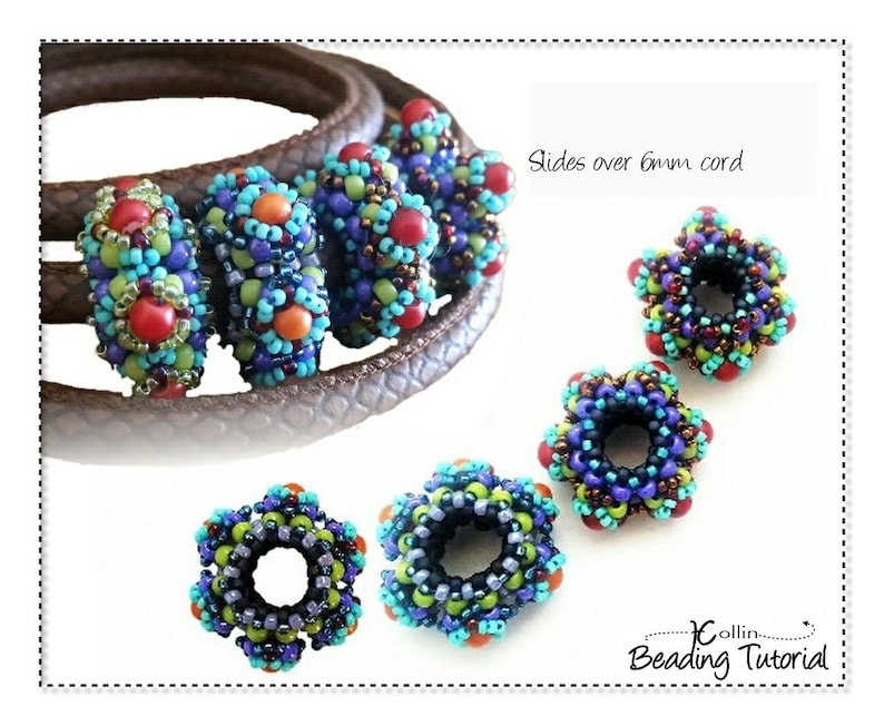 Rijgpatroon voor madeliefje wiel kralenafstandhouders: zelfstudie haaks vlechten: digitale download afbeelding 2