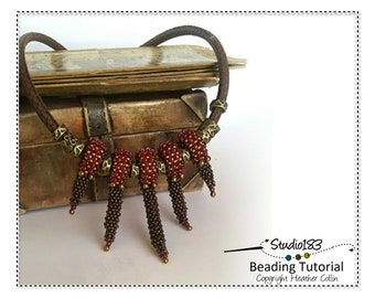 CRAW Beading Patterns,  Cubic Right Angle Weave Necklace Pattern, Beading Tutorial - CACTUS DROPS