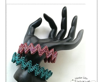 Zig Zag 3D Bangle Beading Patterns, Geometric Peyote Stitch, Beading Tutorial, ZANGLES