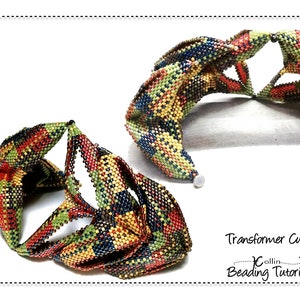 Peut inclure: Un bracelet manchette en perles color&eacute;es avec un motif g&eacute;om&eacute;trique. Le bracelet est compos&eacute; de petites perles color&eacute;es et est con&ccedil;u pour &ecirc;tre flexible et ajustable. Le bracelet est pr&eacute;sent&eacute; dans deux positions diff&eacute;rentes, ce qui d&eacute;montre sa flexibilit&eacute;.