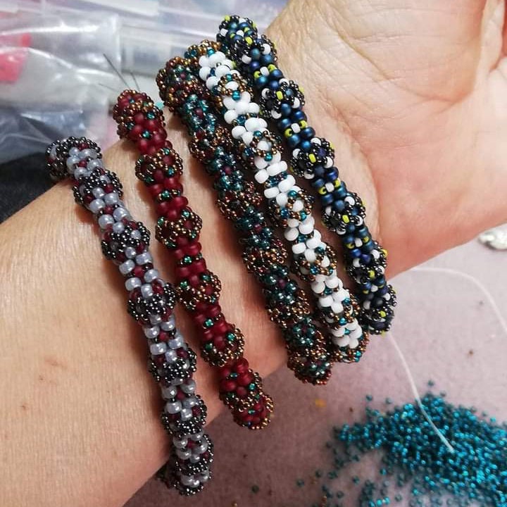 Cubic Right Angle Weave Baubled RINGAROSY Bangle Beading Pattern ...