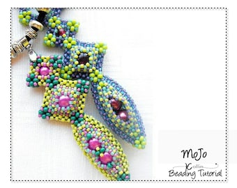 Beading Patterns, Cubic Right Angle Weave Pendant Pattern, Beading Tutorial, MOJO