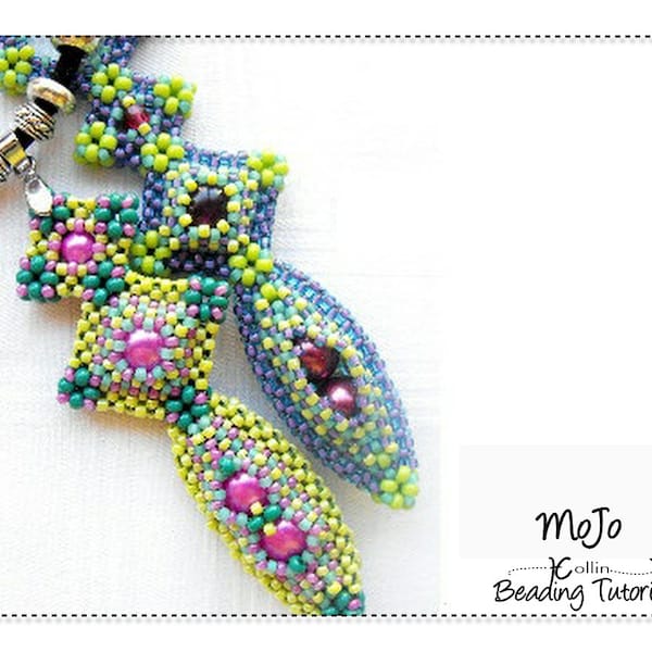 Beading Patterns, Cubic Right Angle Weave Pendant Pattern, Beading Tutorial, MOJO