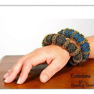 Chunky African Bangle Beading Pattern, Hollow Core Ethnic Jewellery, Tubular Peyote Stitch Beading Tutorial EVOLUTION image 1