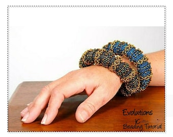 Chunky African Bangle Beading Pattern,  Hollow Core Ethnic Jewellery, Tubular Peyote Stitch Beading Tutorial - EVOLUTION