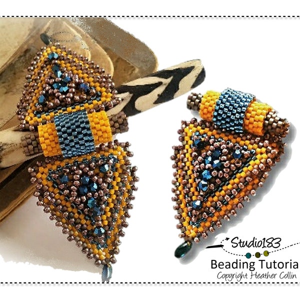 Peyote Stitch Double Layer Triangle Shaped Beading Pattern, Embellished Triangle Shapes, Beaded Closure, Beading Tutorials - BUTTERFLY CLASP