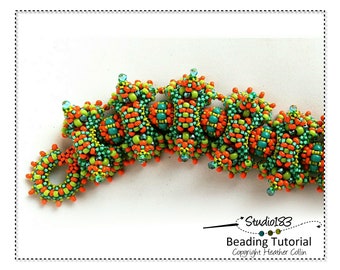 Curved CRAW Cuff Beading Pattern, Slinky Articulated Creature Cuff, Advanced Beading Patterns, Beading Tutorial - CATERPILLAR CUFF