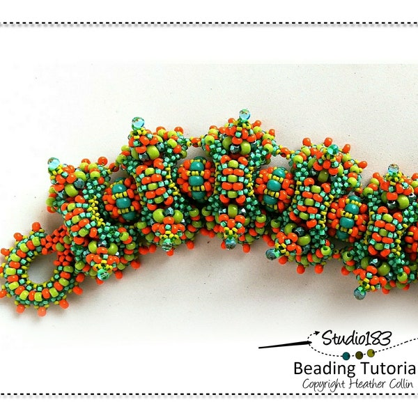 Curved CRAW Cuff Beading Pattern, Slinky Articulated Creature Cuff, Advanced Beading Patterns, Beading Tutorial - CATERPILLAR CUFF