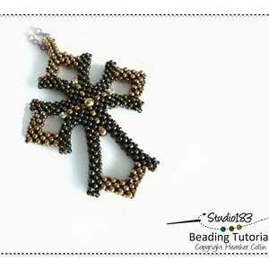 Dainty Cross Beading Pattern, Cubic RAW, Small Cross Pattern, Beading Tutorial, CATHERINE'S CROSS image 5