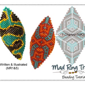 Peyote-steek, 3-in-1 tribale ringpatronen, 2 stapsgewijze en 1 kralenhandleiding in kaart, MAD RING TRIO