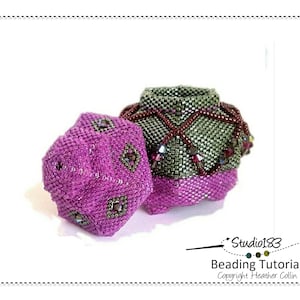 Scatola esagonale con perline e coperchio a più livelli, motivo perline, scatola con perline con punto peyote geometrico, tutorial perline - BUDDAH BOX
