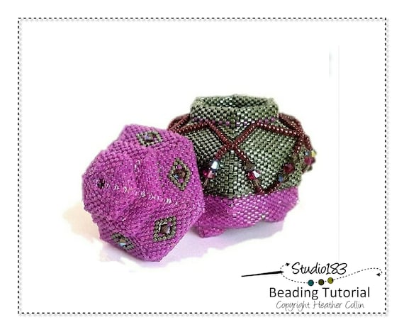 Six-sided Beaded container with Tiered Lid, Peyote Stitch Beading pattern - Buddah Box