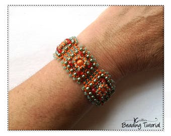 Beaded Square Tile Bracelet, Right Angle Weave Tiles Beading Pattern, Bracelet Pattern, Beading Tutorial - PERSIANTILES