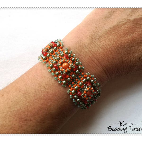 Beaded Square Tile Bracelet, Right Angle Weave Tiles Beading Pattern, Bracelet Pattern, Beading Tutorial - PERSIANTILES