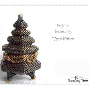 Tierred Pagoda Box Beading Pattern, Beaded Box with Lid, Geometric Peyote Stitch, Beaded Box Tutorial, WEDDING BOX image 3