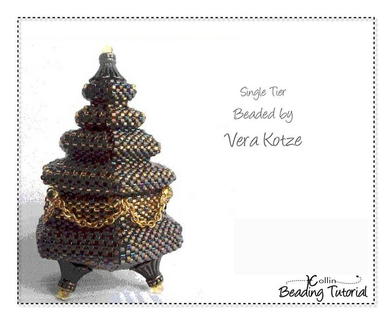 Tierred Pagoda Box Beading Pattern, Beaded Box with Lid, Geometric Peyote Stitch, Beaded Box Tutorial, WEDDING BOX image 3