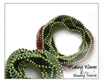 Wrap-around CRAW Wrap Bangle Pattern, Beading Tutorial, Beading Patterns - MAKING WAVES