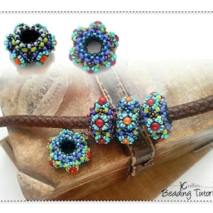 Rijgpatroon voor madeliefje wiel kralenafstandhouders: zelfstudie haaks vlechten: digitale download afbeelding 3