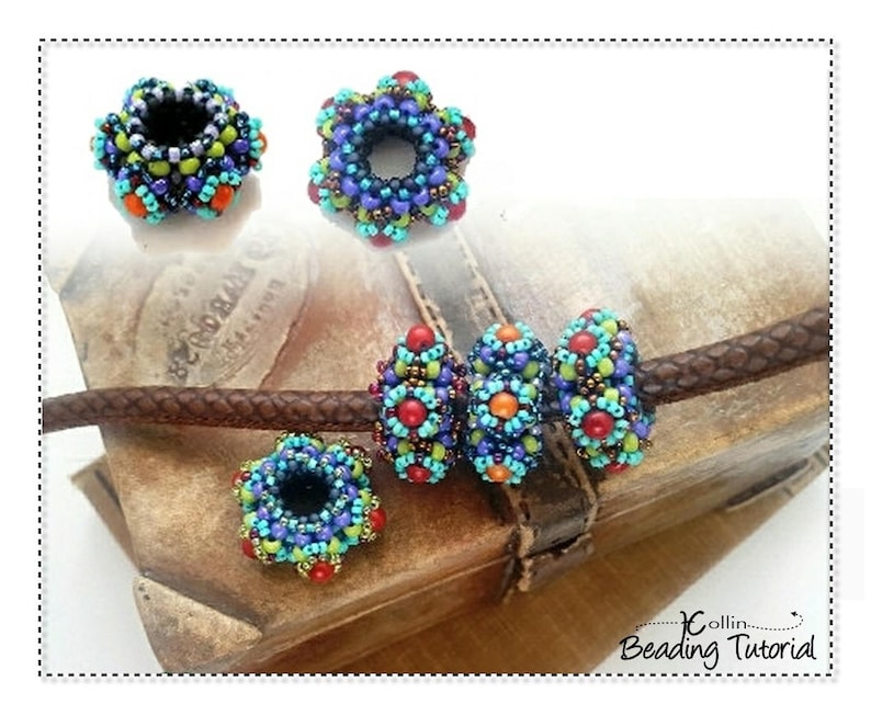 Rijgpatroon voor madeliefje wiel kralenafstandhouders: zelfstudie haaks vlechten: digitale download afbeelding 3