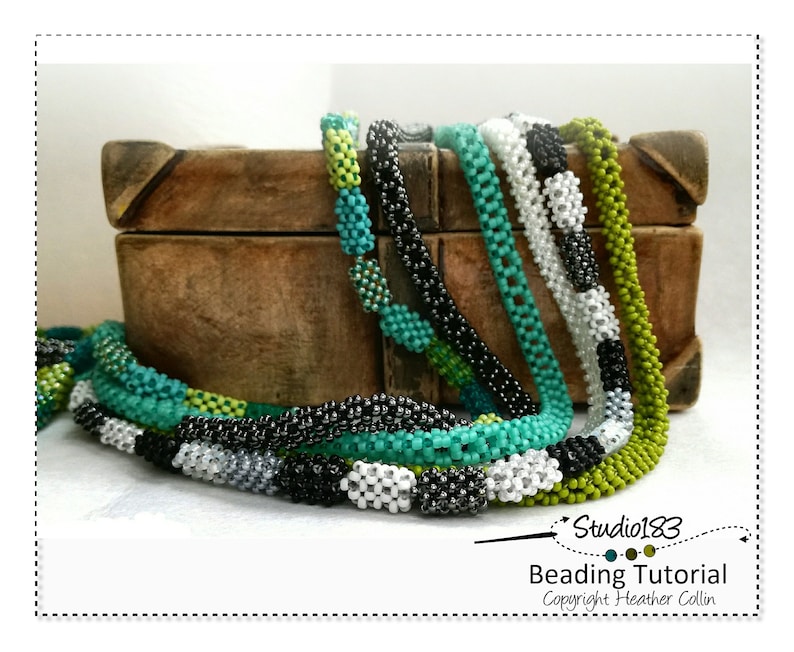 Beaded Continuous Loops, 4 Interesting CRAW Variations for Beaded Ropes, Easy Beaded Rope Patterns, Beading Tutorial CHAIN of EVENTS image 2
