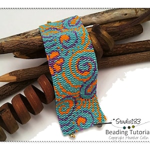 Peyote Stitch Cuff Pattern,  Beading Pattern, 2 Drop Peyote Stitch Beading Tutorial - ARTY FARTY
