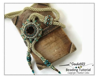 Master your skills with this INTERMEDIATE Beading Pattern for a CRAW Lariat with Beaded Donut - Beading Weaving Tutorial - CRAWLBERRIES