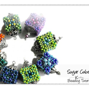 Cubic Right Angle Weave Hollow Cubes Beading Pattern, Beaded Beads, CRAW Cubes, Beading Tutorial - SUGAR CUBES