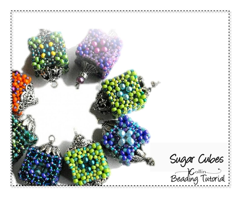 Hollow Cubes Beading Pattern, Cubic Right Angle Weave, Beaded Beads, CRAW Cubes, Beading Tutorial, SUGAR CUBES image 1