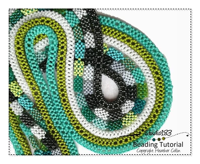 Beaded Continuous Loops, 4 Interesting CRAW Variations for Beaded Ropes, Easy Beaded Rope Patterns, Beading Tutorial CHAIN of EVENTS image 6